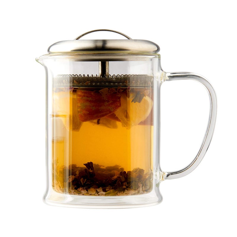 casaWare Double Wall Borosilicate Glass Tea pot with Strainer Lid - Image 1